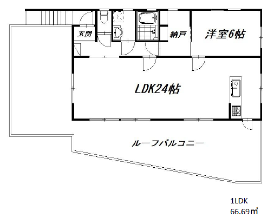 巨大ルーフバルコニー&times;24帖LDK？！［ペット可］の間取り図