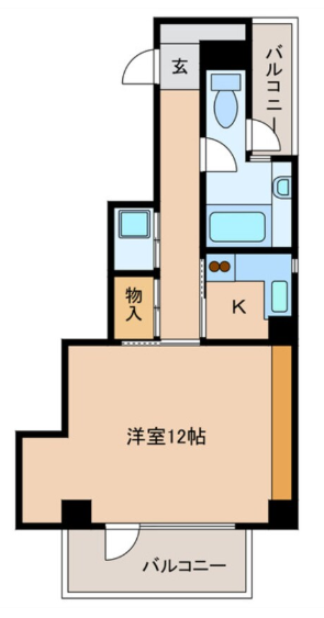 大きなバルコニーが特徴のお部屋。